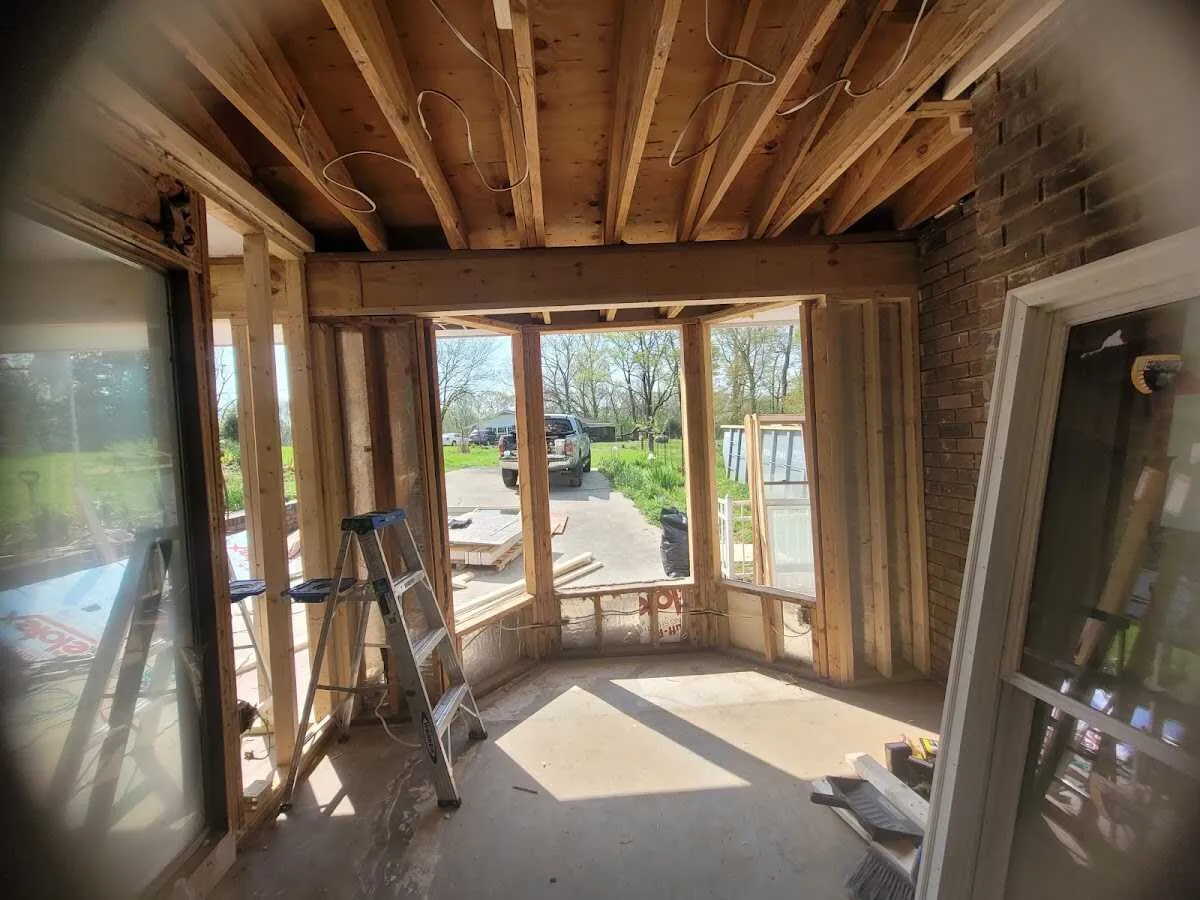 Room gutted to studs for rebuild during Emergency Water Damage Services in Flower Mound